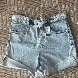 BNWT Boohoo Faded Blue Jean Shorts folded waistband longline denim short